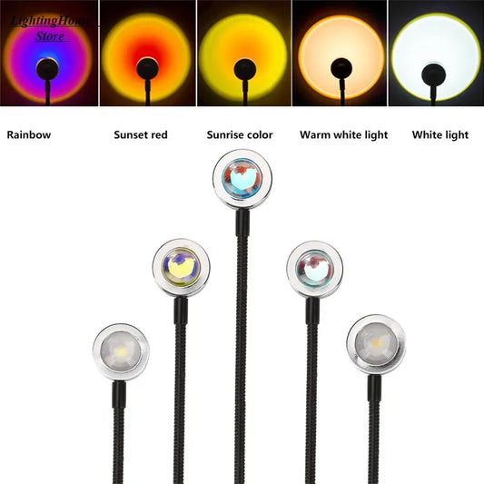 Lámpara de proyección USB de atardecer, luz nocturna de ambiente arcoíris, luz de atardecer para fotografía, selfis, decoración de pared, lámpara de mesa Tiktok