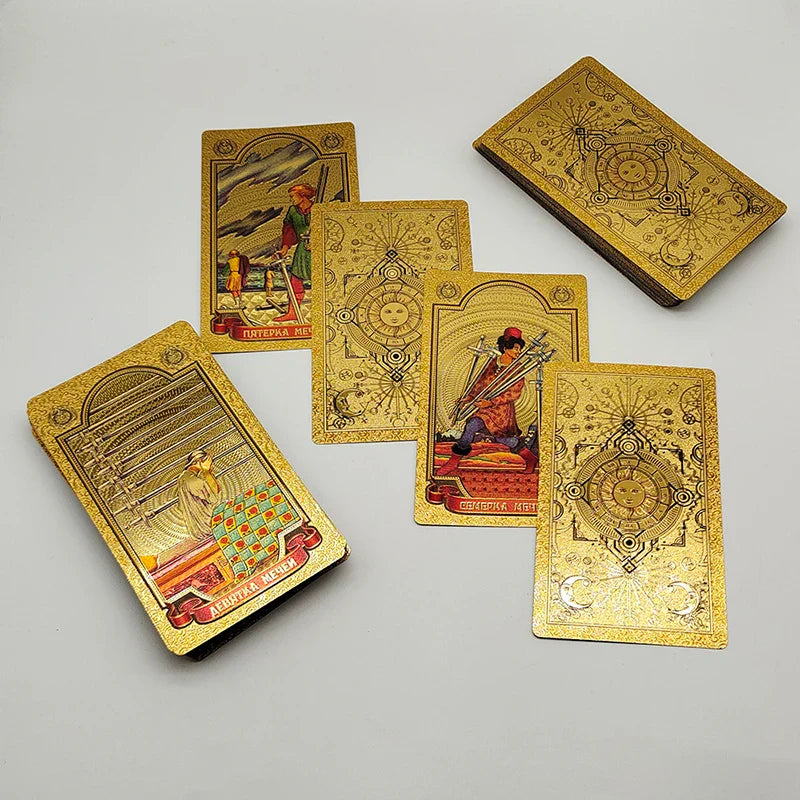 Cartes de Tarot russes de divination de luxe en feuille d'or de haute qualité Jeux de société prédictifs pour le marché russe