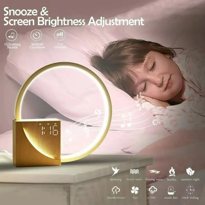 Réveil Lampe de Chevet Veilleuse Chargeur Téléphone Bruit Blanc Minuteur 3 Niveaux Intensité Variable Lampe de Table Tactile pour Chambre
