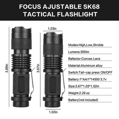 3 Modes Portable LED Flashlight | Zoomable Torch for Outdoor Use