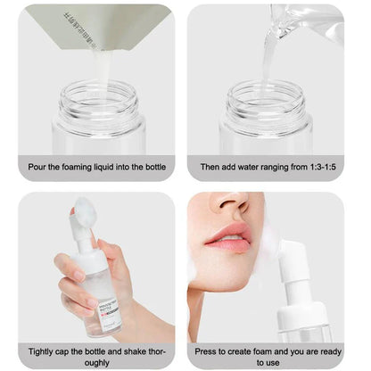 30ml 60ml 100ml 150ml Empty Foam Pump Bottle with Silicone Brush Head | Portable Face Cleanser Dispenser