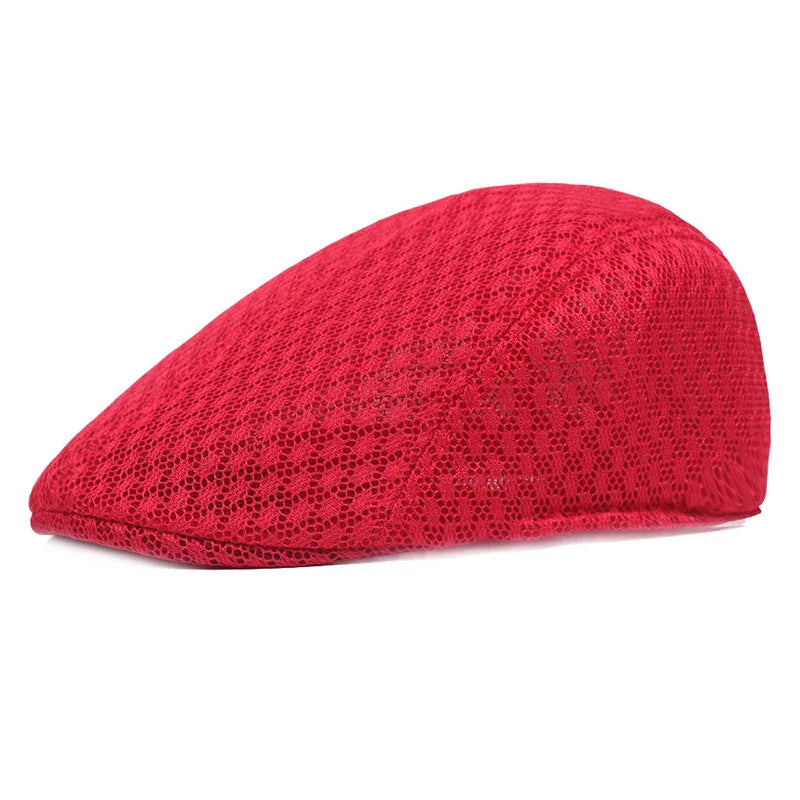 Breathable Mesh Beret Hat for Summer | Unisex Newsboy Flat Cap