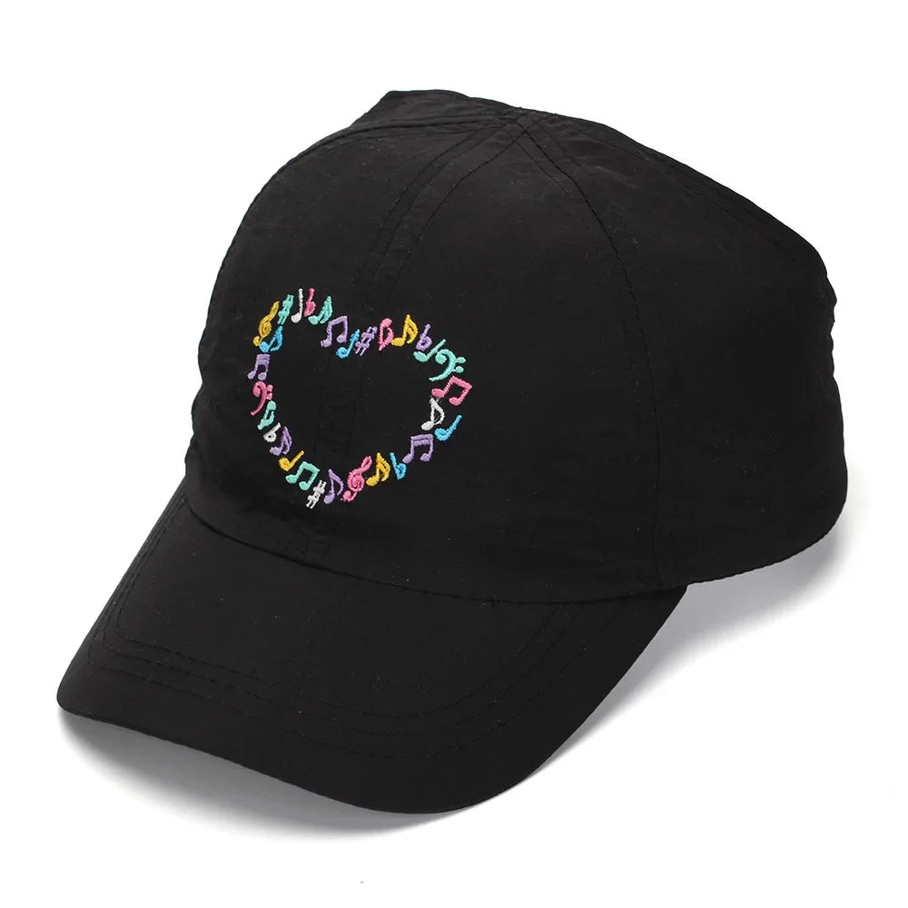 Embroidery Heart Children Baseball Cap for Girls | Ponytail Friendly Sun Hat