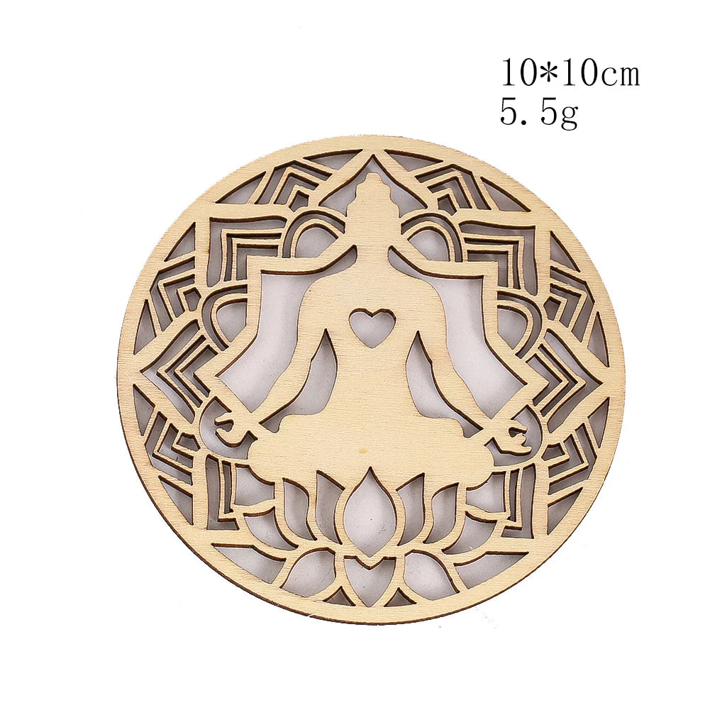 Wooden Sacred Geometry Wall Hanging | Rustic Yoga Meditation Decor