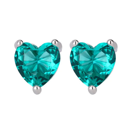 925 Sterling Silver Heart Zircon Stud Earrings | Luxury Jewelry for Women