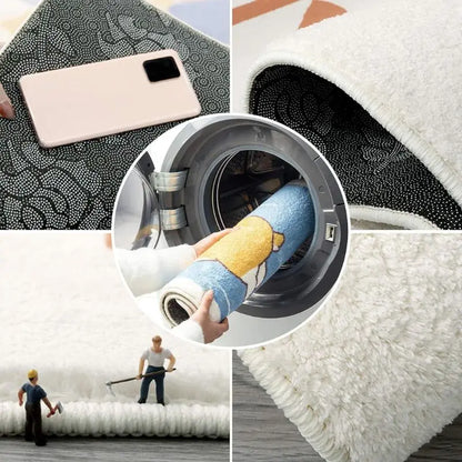 VIKAMA Irregular Letter Floor Mats, Soft And Anti-Slip Faux Cashmere Area Carpets, Bedroom Chair Floor Mats, Home Decoration