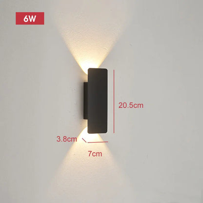 Outdoor Waterproof Wall Light – 18W LED Black Aluminum Exterior Lamp for Bedroom