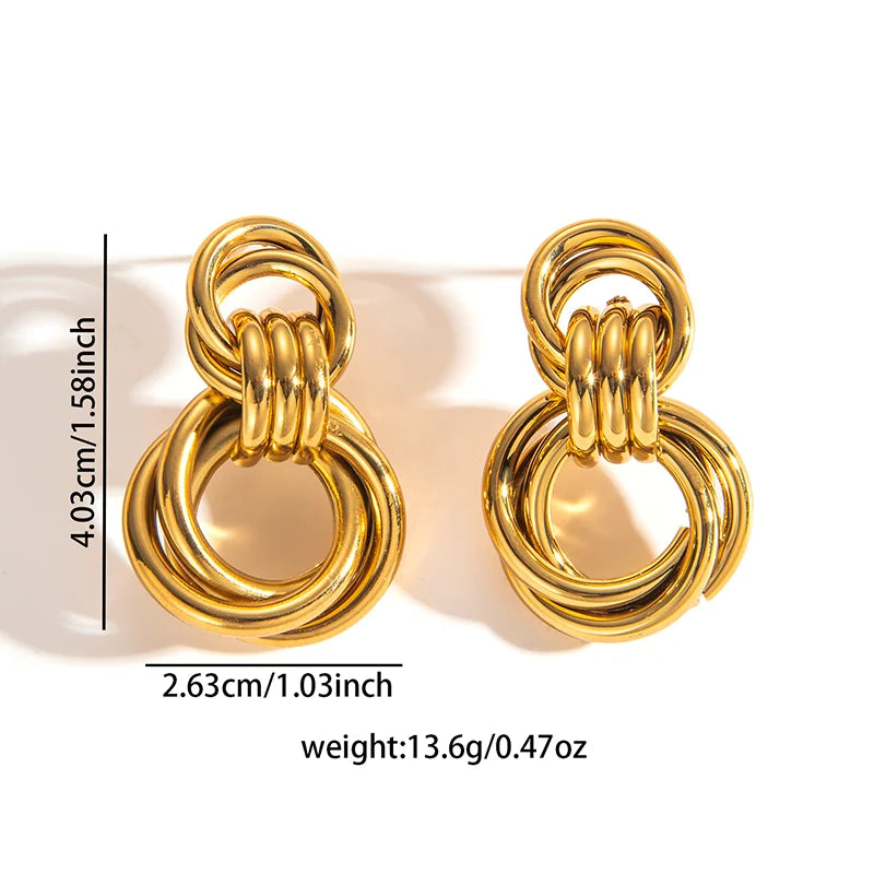 316L Stainless Steel Circular Splicing Earrings | Fashion Punk Hip Hop Jewelry Gift