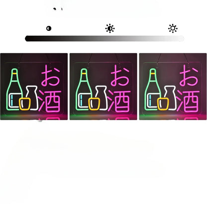 Japanese Sake Neon Sign LED Neon Light Sign for Wall Decor USB Powered for Izakaya Indoor Restaurant Live Bar Party Decoration