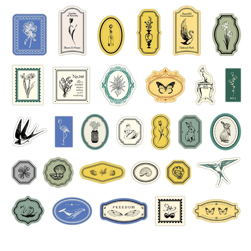 Vintage Label Stickers for DIY Crafts | 40-Piece Retro Collection