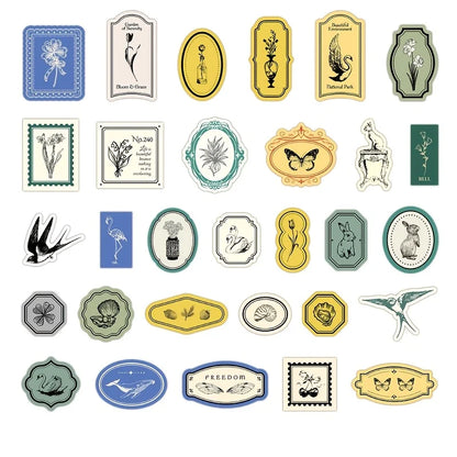 Vintage Label Stickers for DIY Crafts | 40-Piece Retro Collection