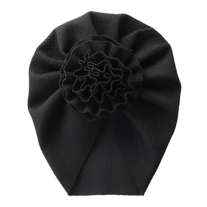 Big Blossom Flower Ribbed Turban Baby Hat | Soft Cotton Topknot Bonnet for Newborns and Toddlers