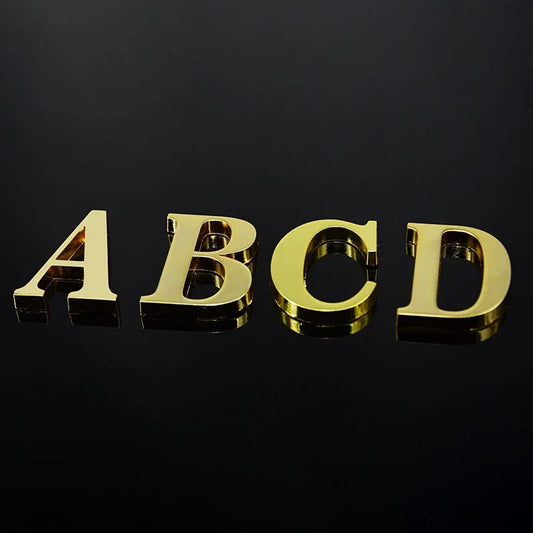 1 pièce en métal auto-adhésif numéro de maison lettres de l'alphabet anglais pour appartement chambre porte plaque table autocollants numéro de boîte aux lettres 5*3cm