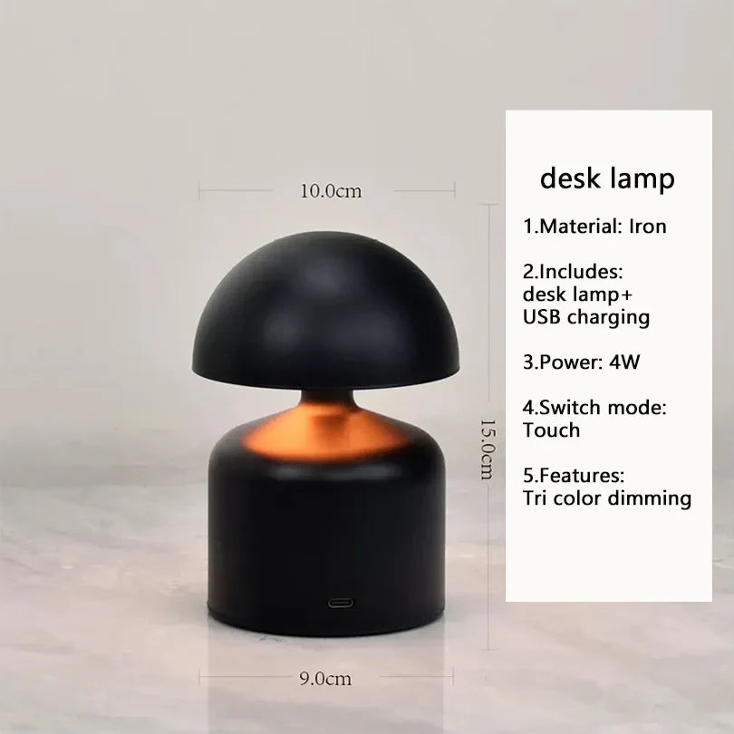 Touch LED Table Lamp USB Rechargeable 3 Color Dimming Bedside Night Light