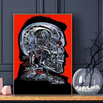 Classic Movie The Terminator Poster Sticky Wall Art Printing Waterproof Home Living Bed Room Bar Aesthetic Decor