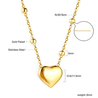 ASONSTEEL Romantic Heart Pendant Necklace | Gold Stainless Steel Choker for Women Gift