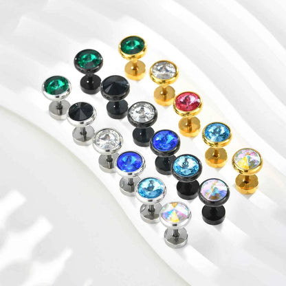 Stainless Steel Men’s Earrings | 8mm Multi-Faceted Screw Back Stud