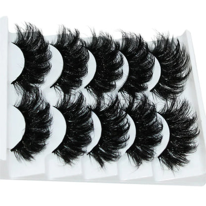 Thick Dramatic Faux Mink Eyelashes | 5 Pairs of Fluffy 3D Lashes for Dramatic Volume