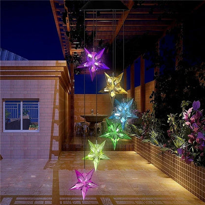 Solar LED Wind Chime Crystal Ball Color Changing Garden Hanging Light