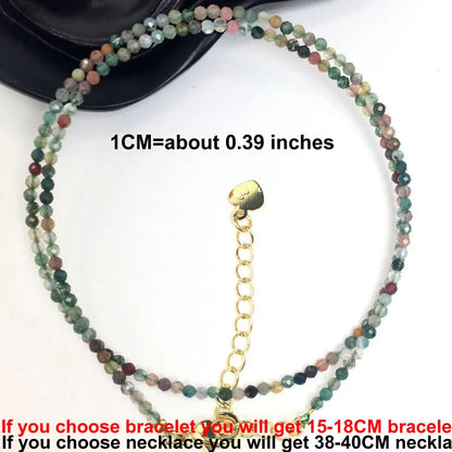 Faceted Gemstone Beaded Necklace and Bracelet Set | Natural Crystal Choker Jewelry for Men and Women