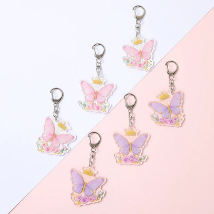 6pcs Butterfly Keychain Backpack Decoration 1st First Birthday Party Decorations Kids Girl Butterfly Decoration Baby Shower