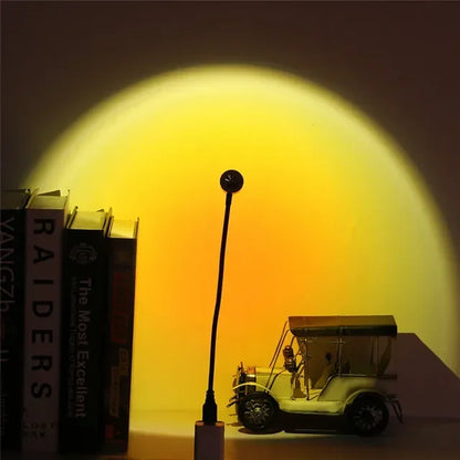 USB Sunset Projection Lamp | Rainbow Atmosphere Night Light for Photography and Room Decor