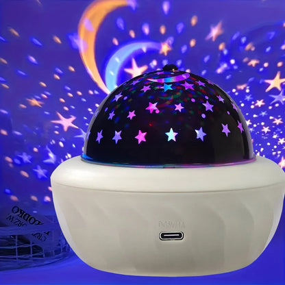 USB RGB Starry Night Sky Projector | Rotating Moon Stars Room Decor Lamp
