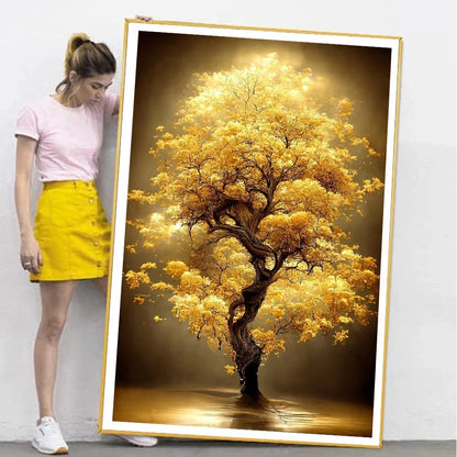 Arte de pared abstracto clásico, lujo, árbol del dinero dorado de la suerte, póster de impresión en lienzo HD, pintura decorativa para el hogar, sala de estar, dormitorio