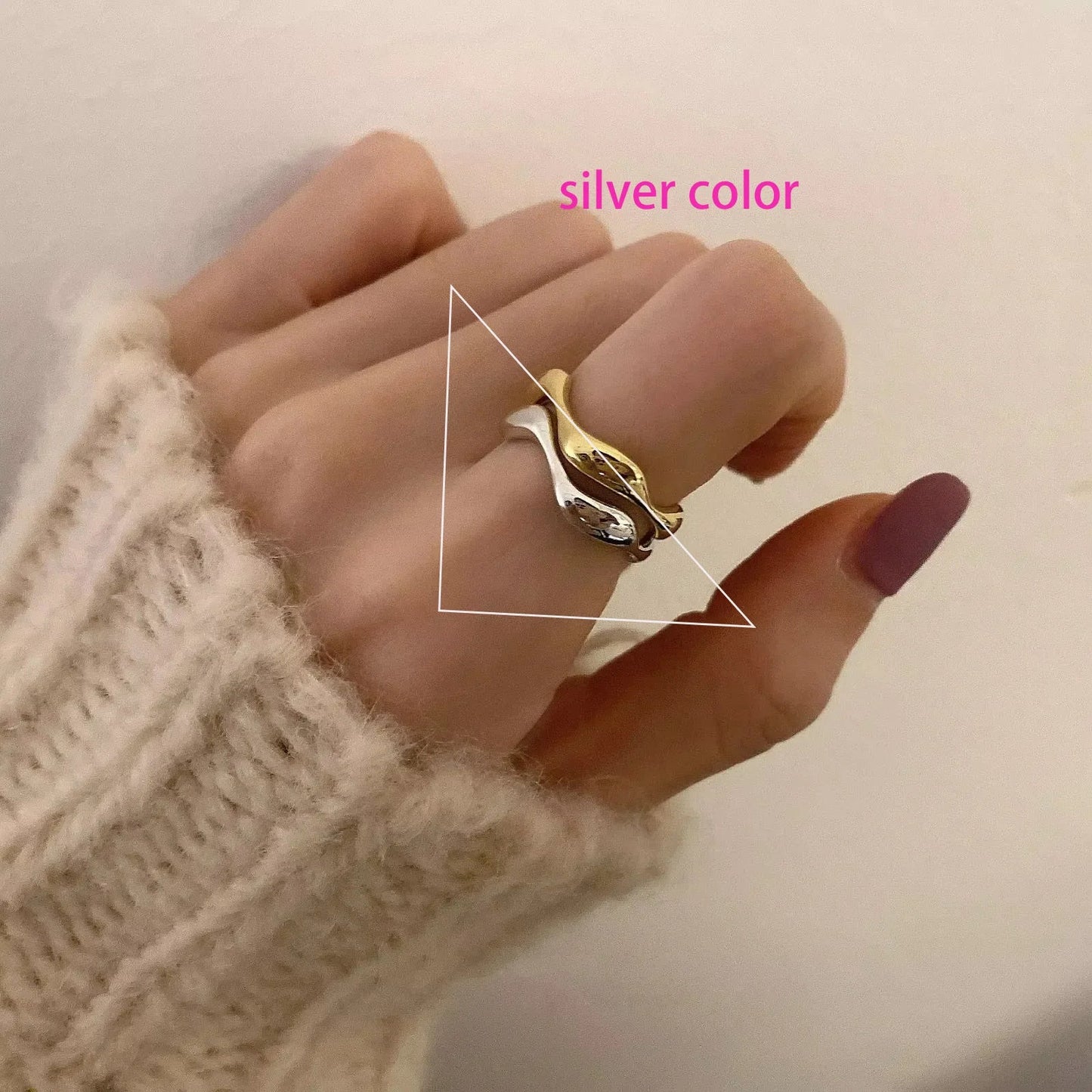 VENTFILLE 925 Sterling Silver Irregular Ring | Geometric Minimalist Jewelry for Women
