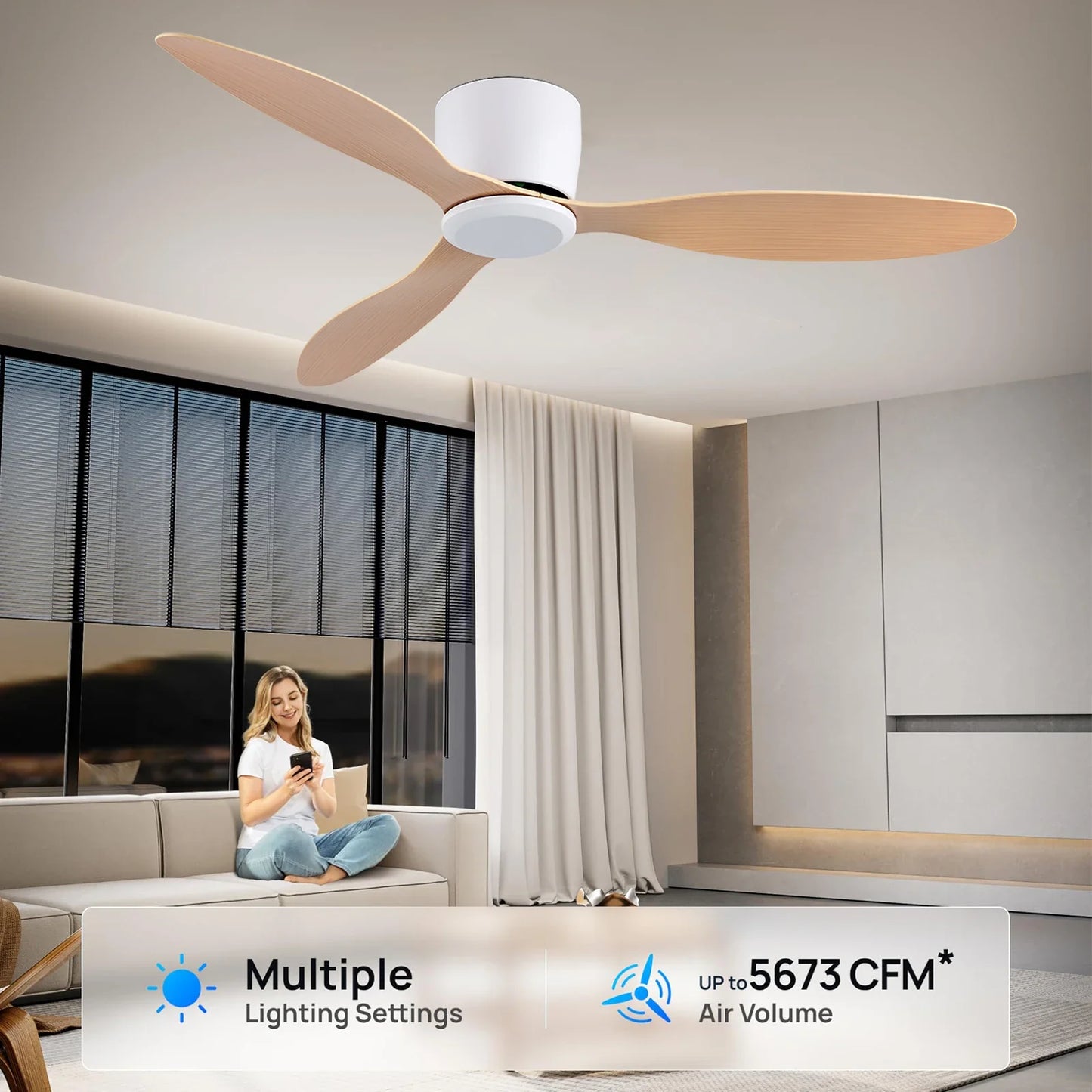 42/52 Inch Ceiling Fan 6-Speed DC Motor Remote Control
