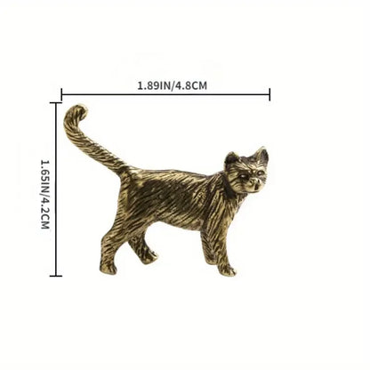 Statue de chat hibou en cuivre et laiton massif, ornements créatifs d'animaux de bureau, décoration de maison, collection, ornement mignon