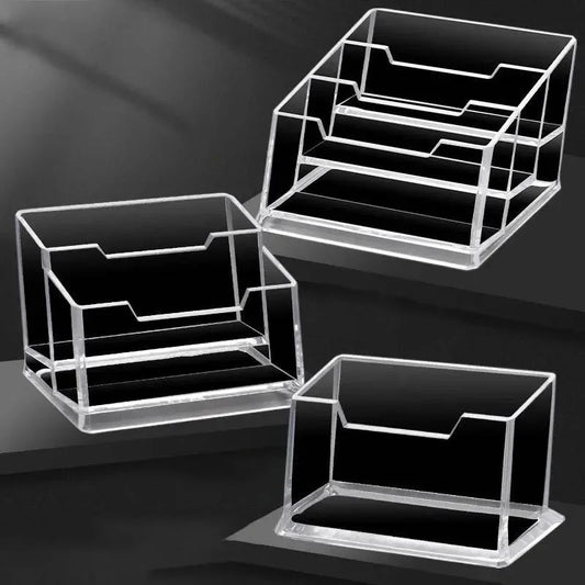 1pc Transparent Desktop Acrylic Shelf Storage Box – Display Stand & Business Card Holder