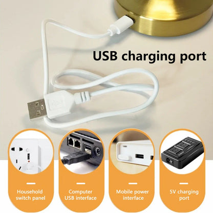 LED Metal Touch Table Lamp | Rechargeable Dimmable Night Light for Coffee Bar Decor