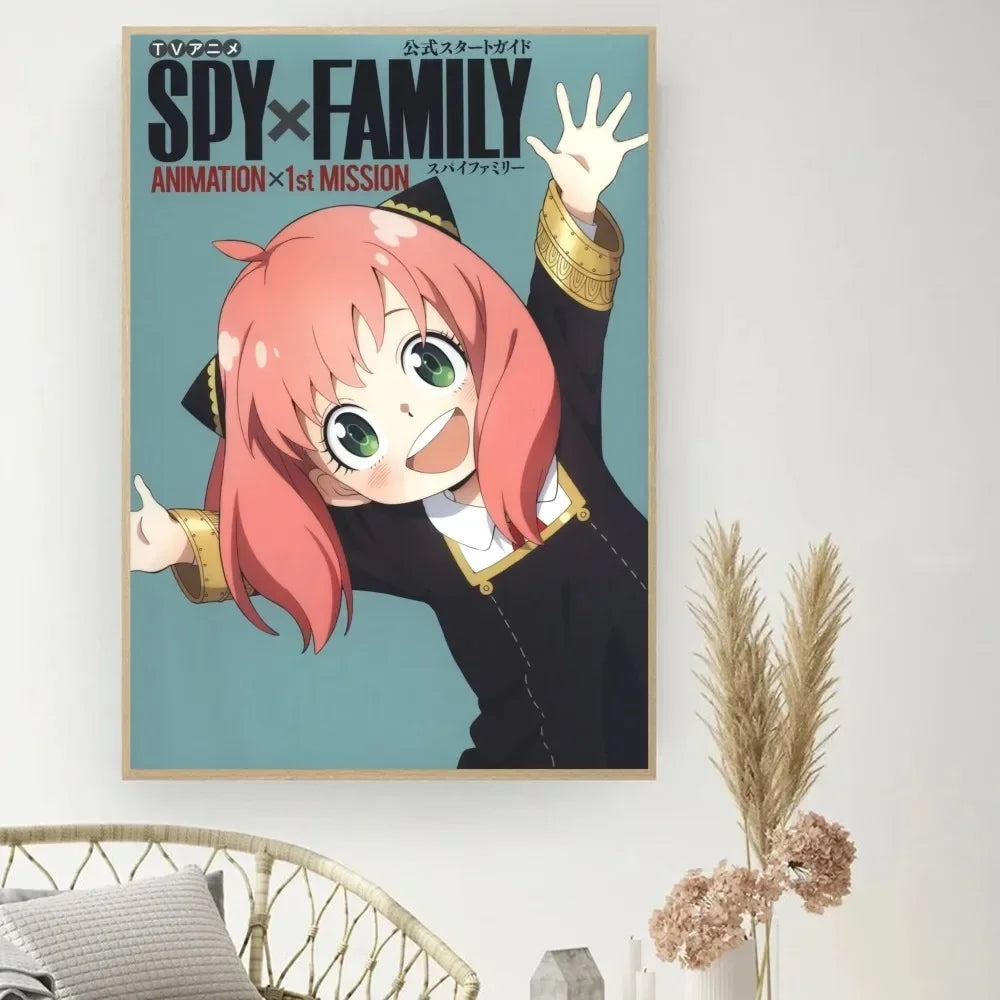 Lienzo clásico retro, anime "Spy X Family", póster impreso en HD, pintura decorativa para el hogar, sala de estar, dormitorio