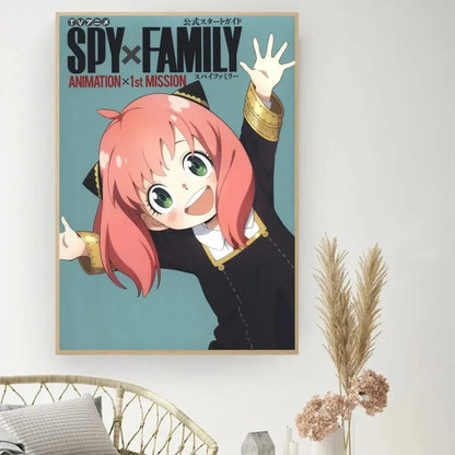 Lienzo clásico retro, anime "Spy X Family", póster impreso en HD, pintura decorativa para el hogar, sala de estar, dormitorio