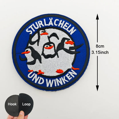 Cartoon Penguin Embroidered Velcro Patch | Cute Tactical Applique for Clothes, Bags, Hats