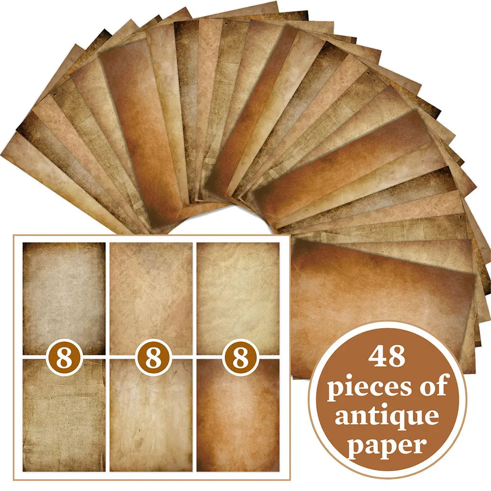 48 Sheets Vintage Scrapbook Paper Set | A4 Retro Junk Journal Collage Supplies