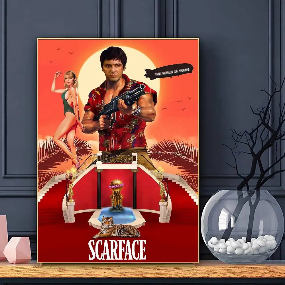 Affiche de film S-ScarfaceS HD Art Adhésif Mural Imperméable Décoration Maison Salon Bar