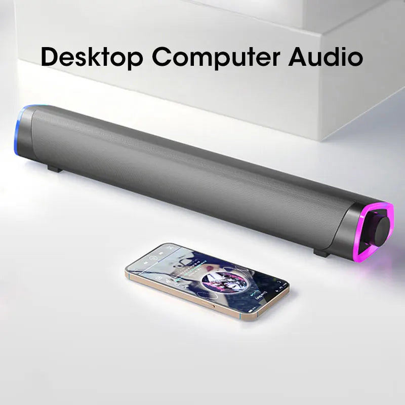 4D Computer Bluetooth Speaker Bar – Stereo Sound Subwoofer for PC, Laptop & Mac