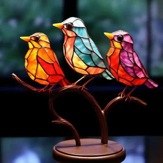 Colorful Bird Acrylic Desktop Decor Small Ornament for Home Office Shelf