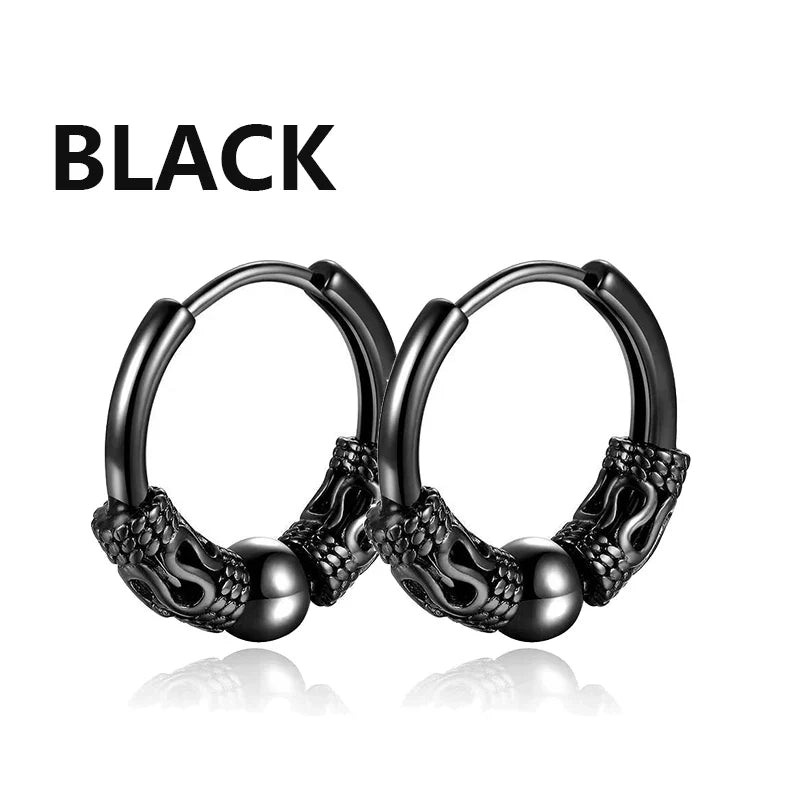 Punk Stainless Steel Stud Earrings Set | Unisex Hip Hop Piercing Jewelry