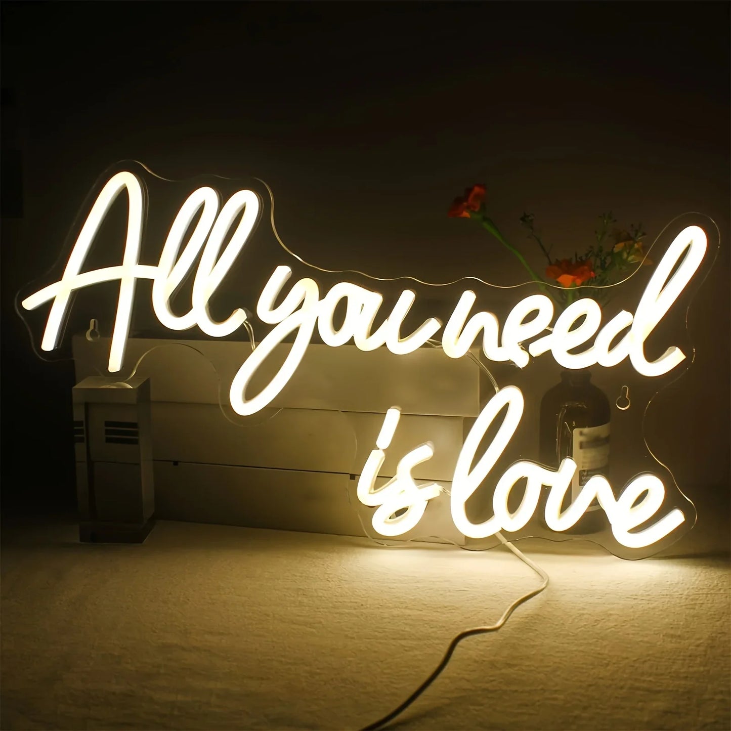 Enseigne au néon "All You Need Is Love" LED Décoration murale lumineuse au néon pour chambre, fête, anniversaire, mariage, cadeau pour ami, alimenté par USB