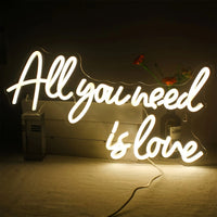 Enseigne au néon "All You Need Is Love" LED Décoration murale lumineuse au néon pour chambre, fête, anniversaire, mariage, cadeau pour ami, alimenté par USB