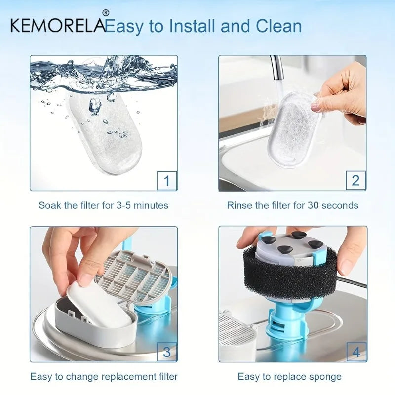 20 FILTRES de rechange pour fontaine à eau pour chat et distributeur d'eau pour chien en charbon actif avec 20 éponges pour l'hydratation des animaux de compagnie à domicile