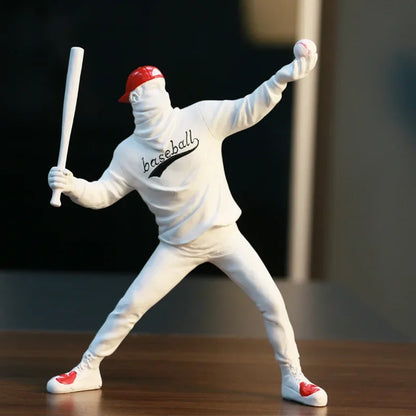 Home Decor Resin Street Abstract Art Statue Sculpture Figurine Baseball Figure Toy Study Room Home Interior Decor Decoration