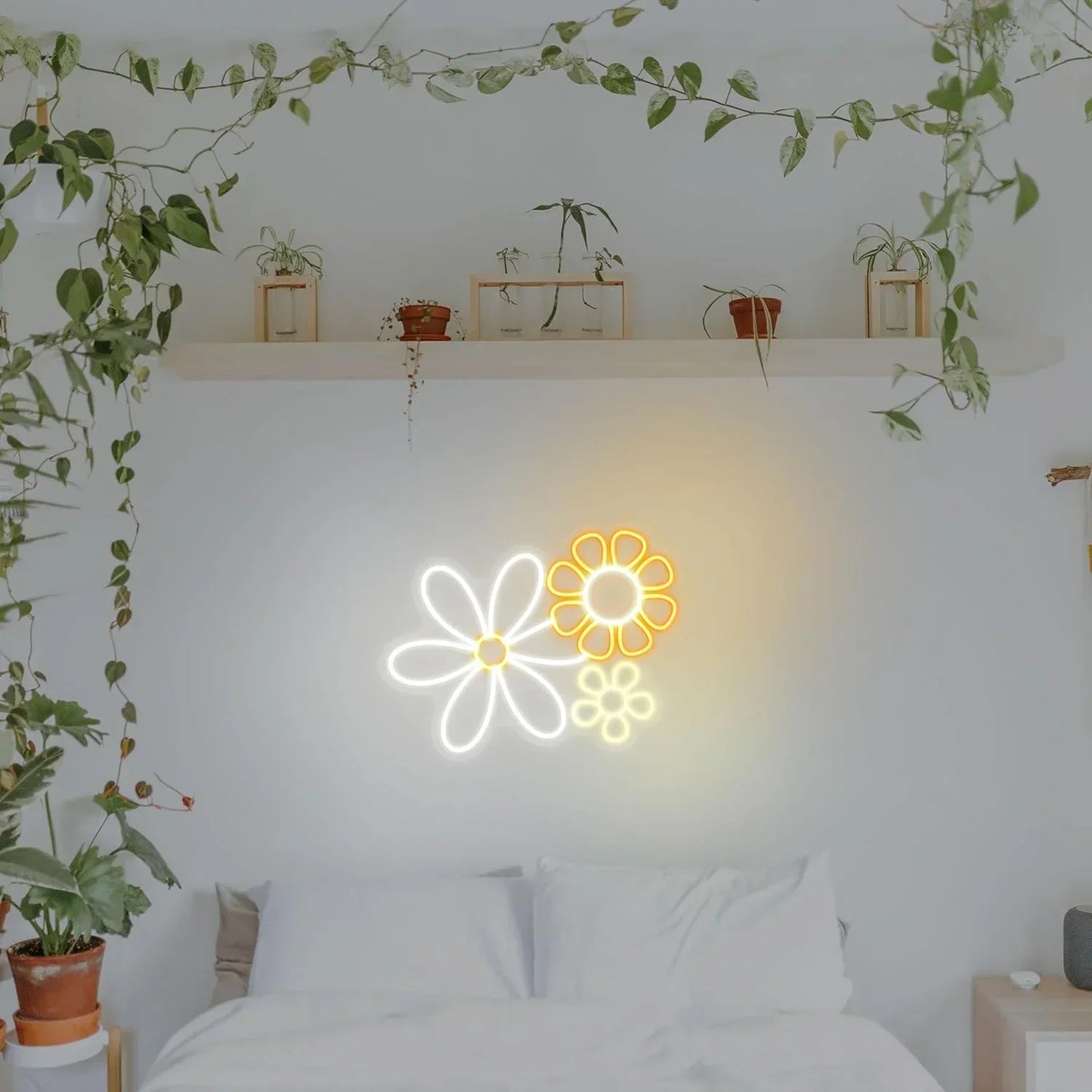 Enseigne néon fleur, Lumière néon LED pour Décoration Murale Chambre, Club, Fête, Cadeaux Saint-Valentin, Anniversaire pour Fille, Alimentation USB