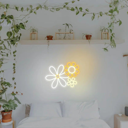 Enseigne néon fleur, Lumière néon LED pour Décoration Murale Chambre, Club, Fête, Cadeaux Saint-Valentin, Anniversaire pour Fille, Alimentation USB