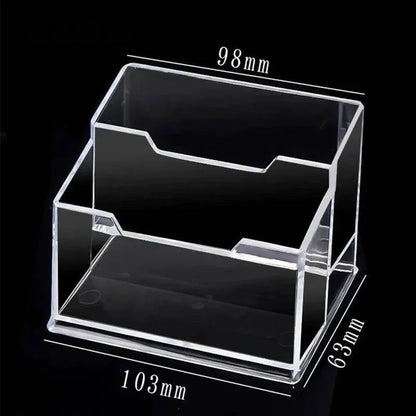 1pc Transparent Desktop Acrylic Shelf Storage Box – Display Stand & Business Card Holder