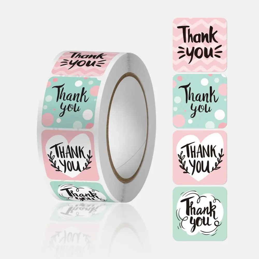 100-500 Flower Thank You Stickers for Small Business Packaging | Handmade Love Labels