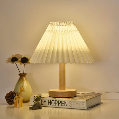 Nordic Pleated LED Table Lamp Foldable USB DIY Bedside Night Light Home Decor